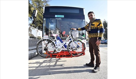 “Bisikletle otobüs yolculuğu” başladı